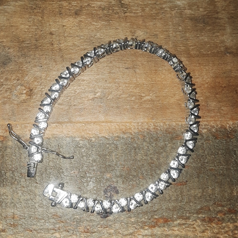 Crystal and sterling silver tennis bracelet